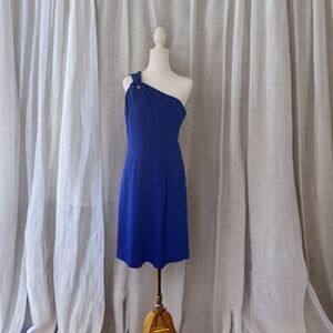 Banana Republic Royal Blue One Shoulder Knot Cocktail Dress Size 6